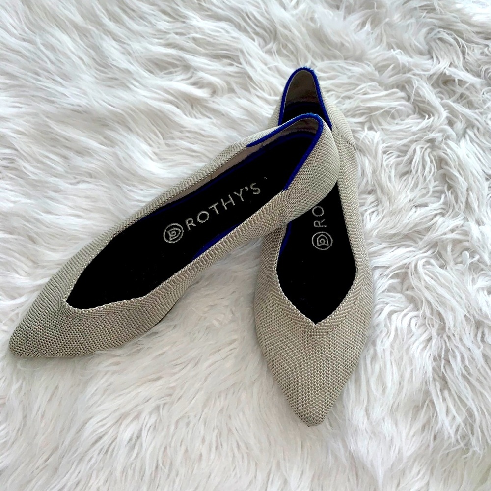 Rothy Point Light Gray Flats in Size 7.5